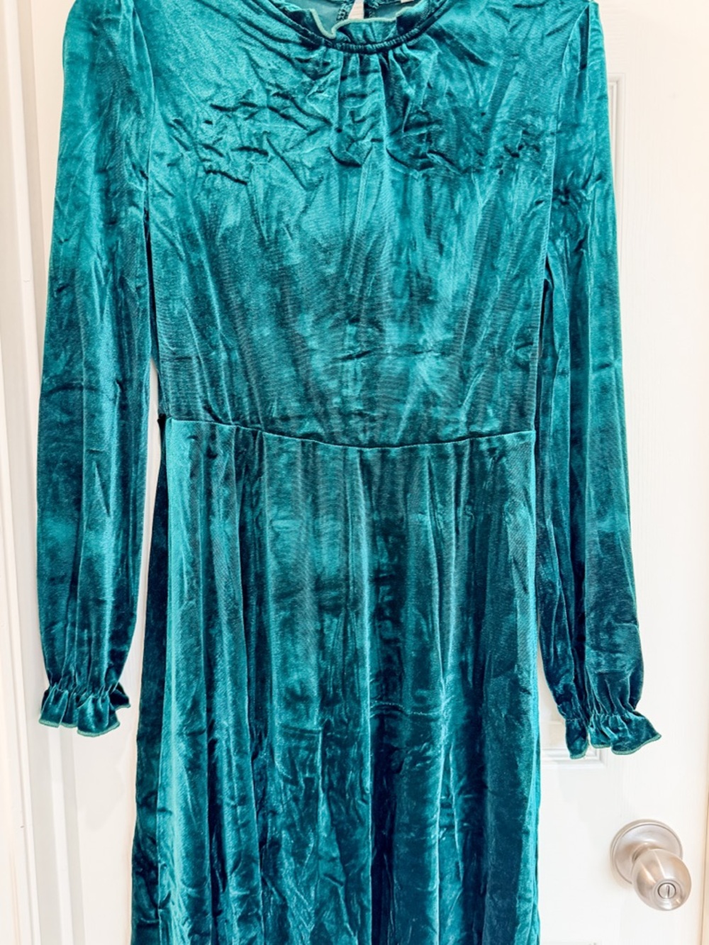 Pinkblush Maternity Dark Green Velvet Long-Sleeve Midi Dress